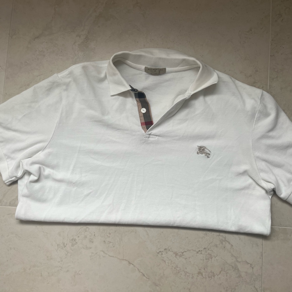 Burberry White Collar Shirt - Size: XL